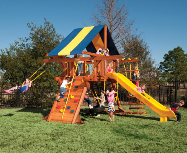 5.8 Jaguar Playcenter - Small Backyard w/BYB Tarp and Yellow DoubleWall Scoop Slide